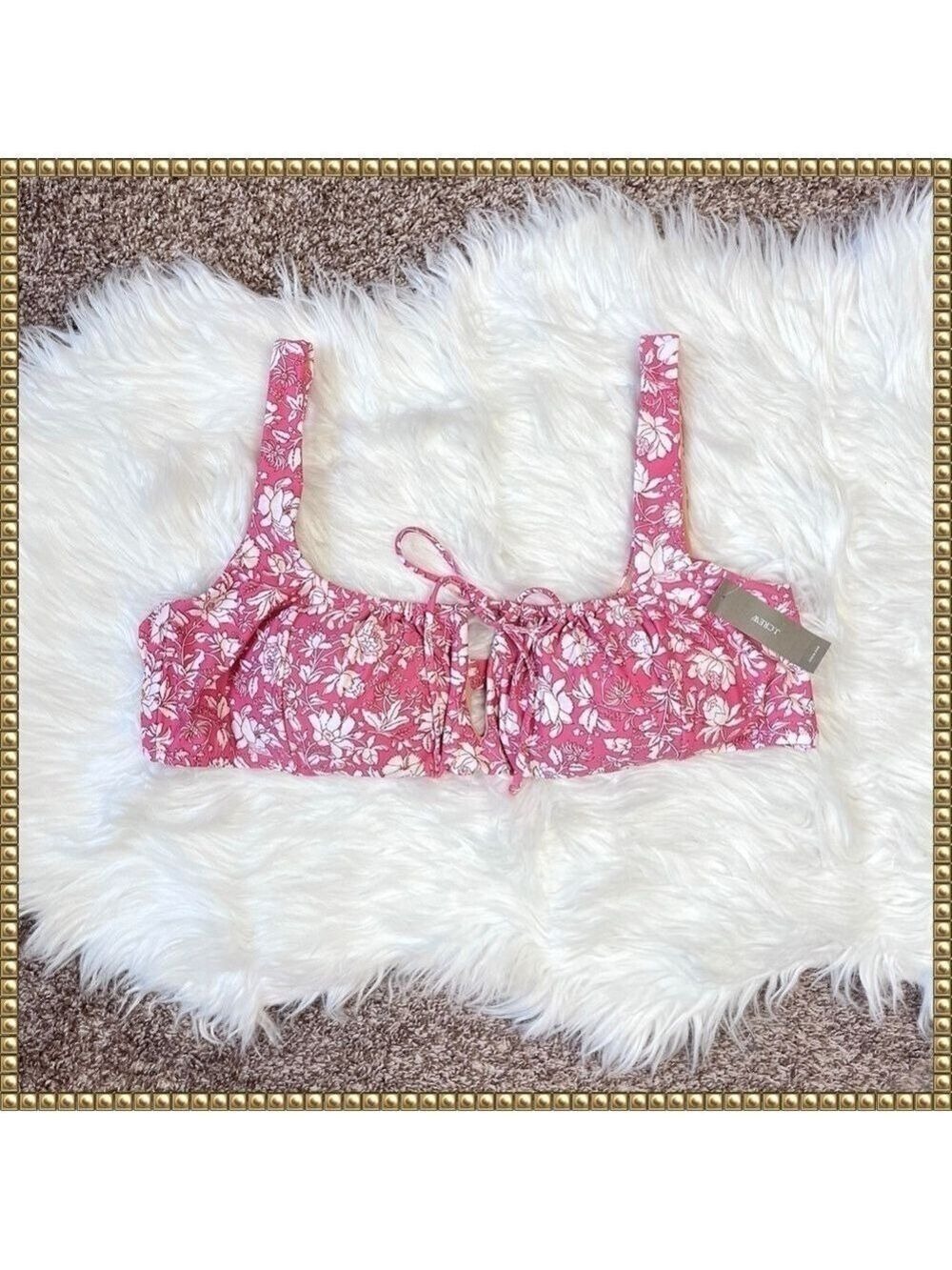 J Crew Pink Floral Tie Front Bikini Top Size 3X